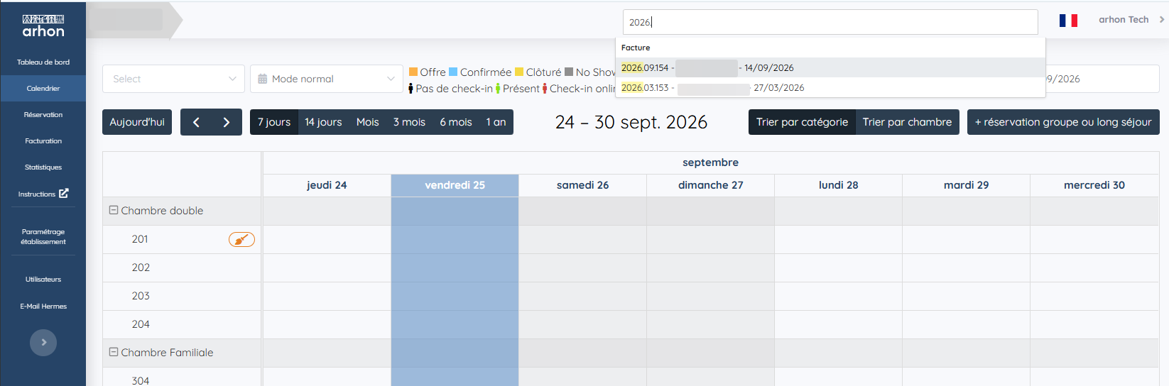 Recherche d'une facture par numéro