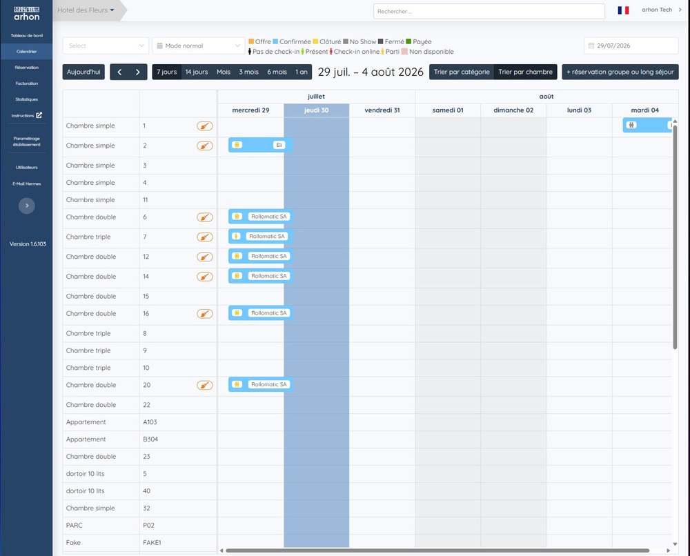 Balai orange sur la vue calendrier
