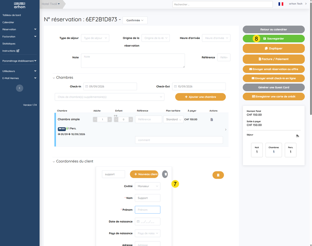 Le formulaire de fiche client