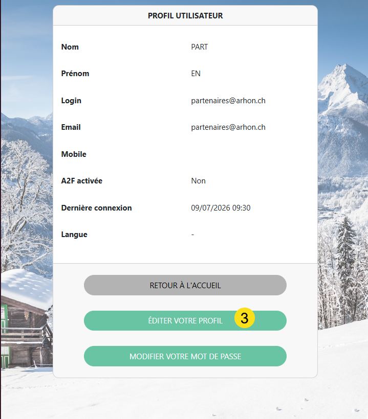 Fiche profil utilisateur avec le bouton Éditer votre profil