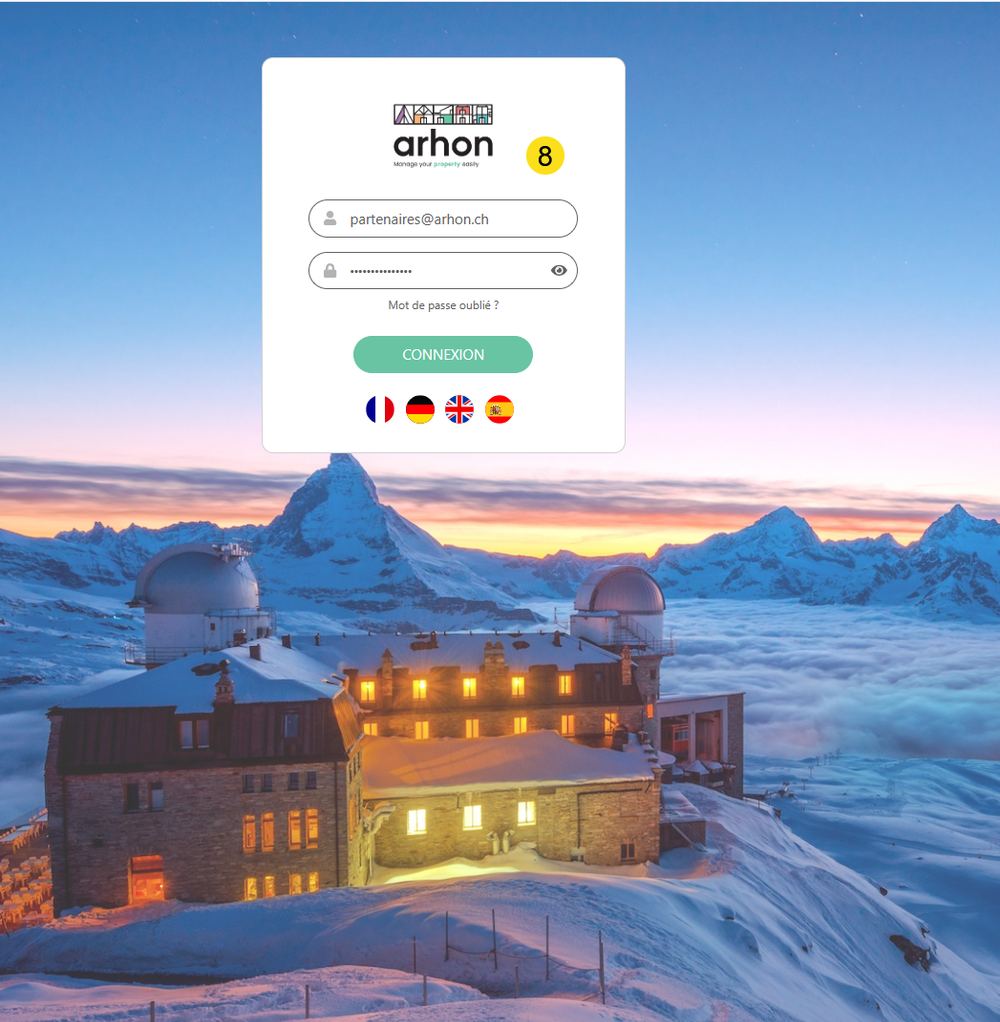 Page de connexion Arhon