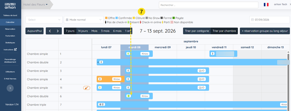 Calendrier après validation