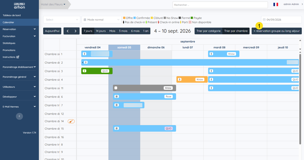 Bouton d'accès depuis le calendrier